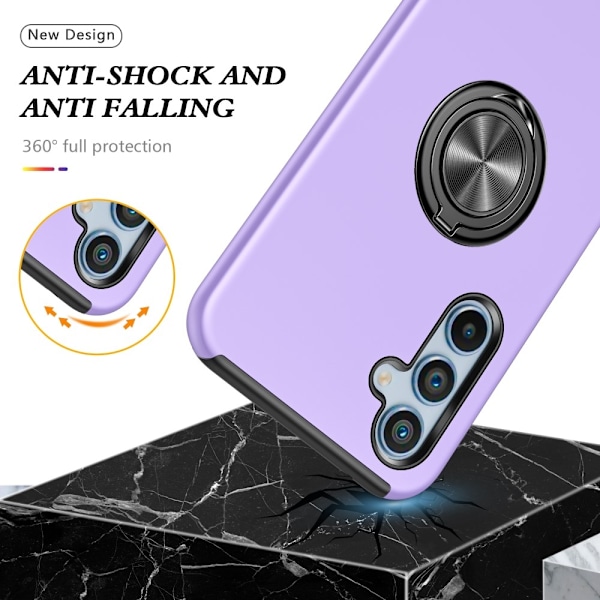 Til Samsung Galaxy A56 5G Hybrid Cover med Roterbar Ringholder Purple