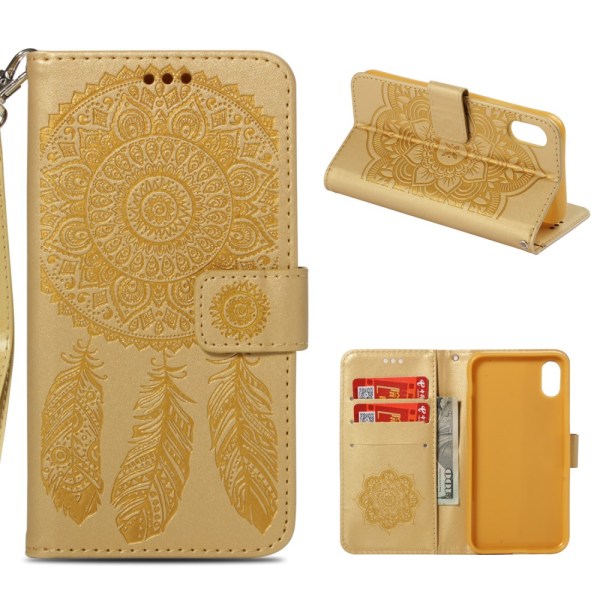 Imprint Dream Catcher Wallet Cover til iPhone XS Max - Gul