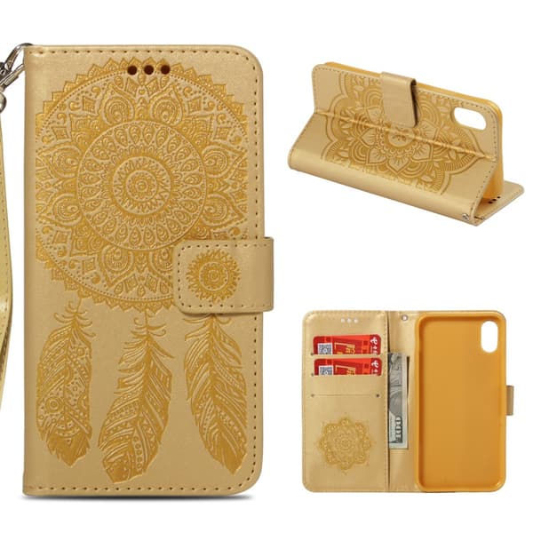 Till iPhone XS Max Plånboksfodral - Dream Catcher - Gul