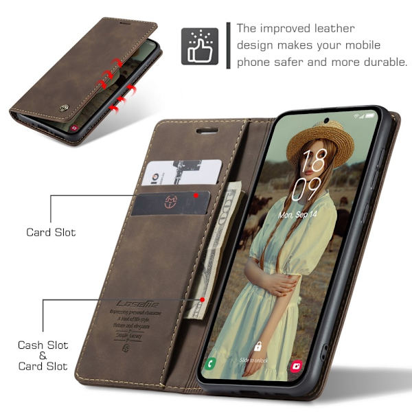 CASEME Retro Pung Taske til Samsung Galaxy A35 Dark brown