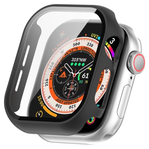 Apple Watch Series 11 46mm / 10 46mm Case Shell karkaistulla lasilla - musta Black