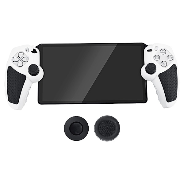 Playstation 5 / PS5 Silikon Hud Deksel Veske Anti-skli beskyttelse + Joystick Caps - Hvit White