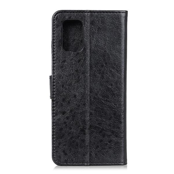 Crazy Horse Wallet Stand Case for Samsung Galaxy A02s - Black Black