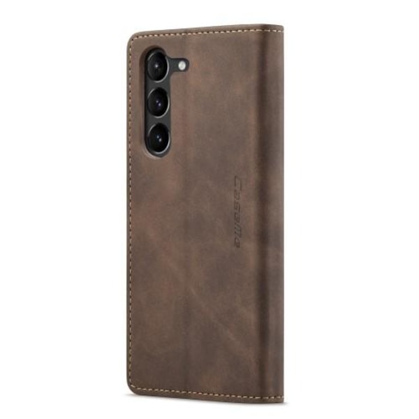 CASEME Retro lompakkokotelo Samsung Galaxy S23+ -puhelimelle - K Brown