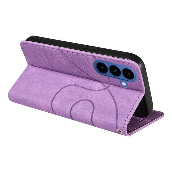 För Samsung Galaxy S26 Plånboksfodral med Stativ Tvåfärgad Design - Lila Lila