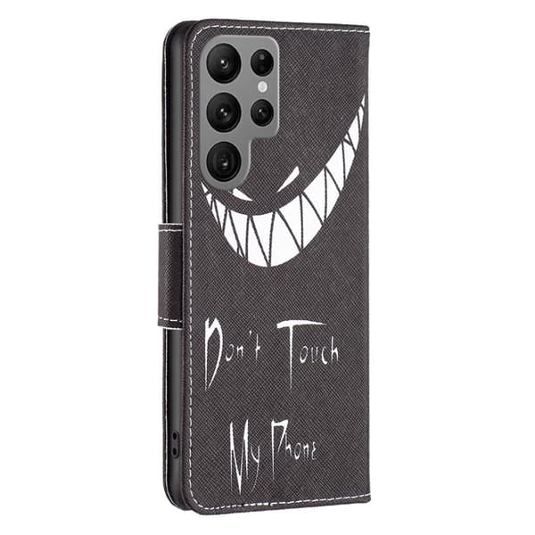 Til Samsung Galaxy S24 Ultra tegnebogstativetui mønstertelefoncover Black
