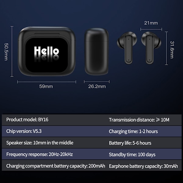 Oversetter 150 Språk Oversettelse Smart Voice Bluetooth In Ear-hodetelefoner - Svart Black