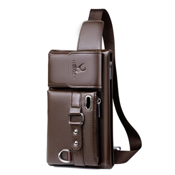 Crossbody Brysttaske Talje Fanny Pack med Hul til Hovedtelefoner - Brun Brown