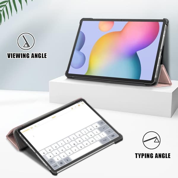 Tri-fold Smart Case med Stativ for Samsung Galaxy Tab S7 FE / Tab S7 Plus / Tab S8+ Pink gold