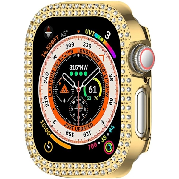 For A Watch Series 10 42mm Case Cover Frame Bling Rhinestone Decor - Gull Gold