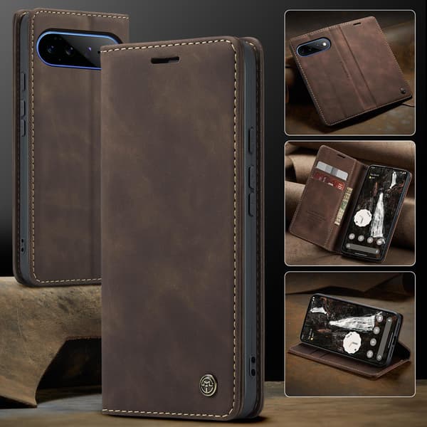 CASEME Lommebokdeksel med Stativ til Google Pixel 11 Pro XL Brown