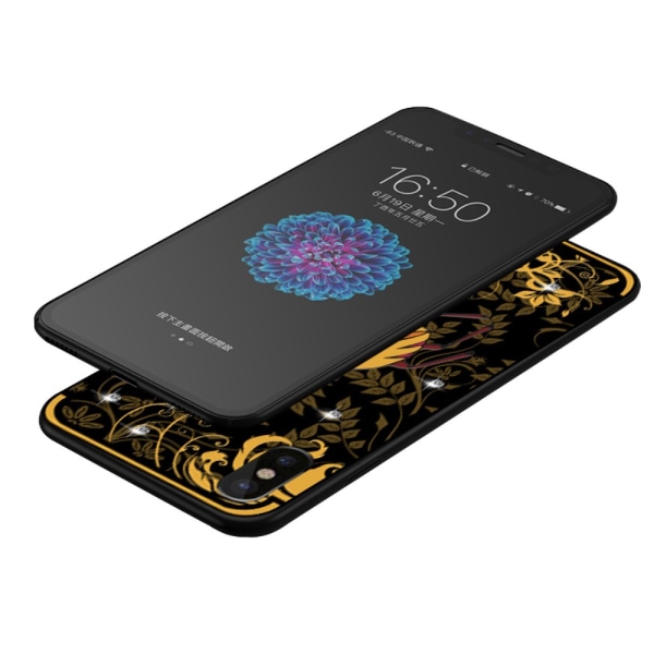 NXE Insect Pattern Rhinestone Decor TPU Cover til iPhone X- Cica
