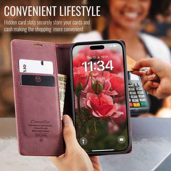 CASEME Retro tegnebog taske til iPhone 17 Red