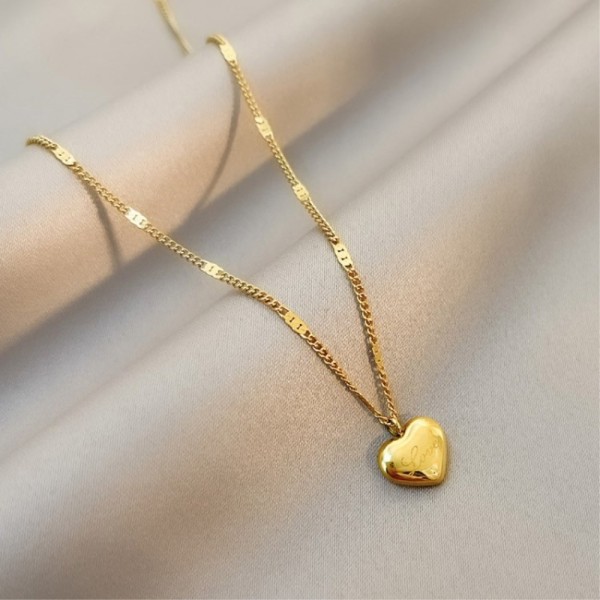 Halsband Hjärtform Hjärta Hänge Smycke Present Bijouteri - Love Guld