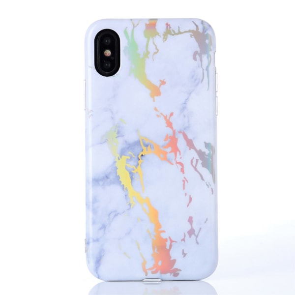 IMD Marble Pattern Plated TPU Back Case for iPhone X  - White Multicolor
