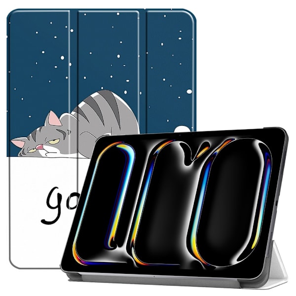 Til iPad Pro 11 (2024) Etui Tre - fold Stativ Tablet Cover - Cat Multicolor
