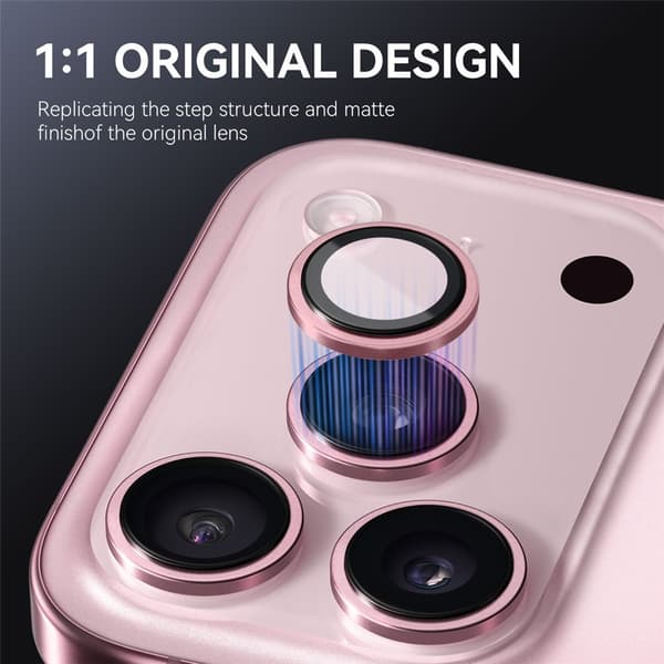 NORTHJO För iPhone 17 Pro Max / iPhone 17 Pro Kameralinsskydd Härdat Glas Metallring Rosa