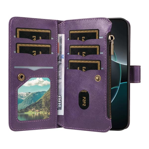 Lommebokdeksel med Mandala-mønster og Håndleddsstropp til Sony Xperia 1 VIII Purple