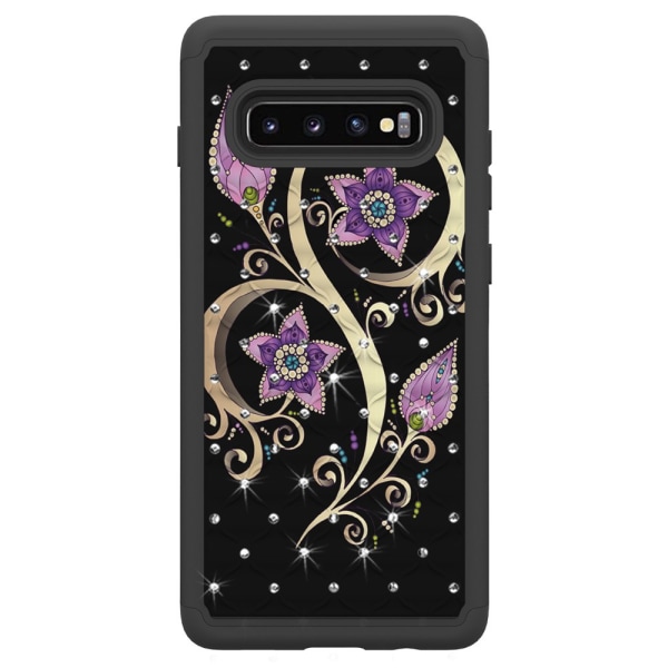 Samsung Galaxy S10+ TPU-Skal Armor Extra Tåligt - Vivid Flower Svart