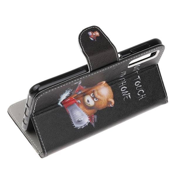 Samsung Galaxy A70 Plånboksfodral - Brown Bear and Warning Words Svart
