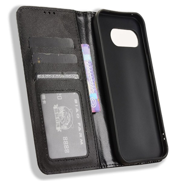 Til Google Pixel 9A Stand Phone Case Fuld Protection Pung Cover - Sort Black