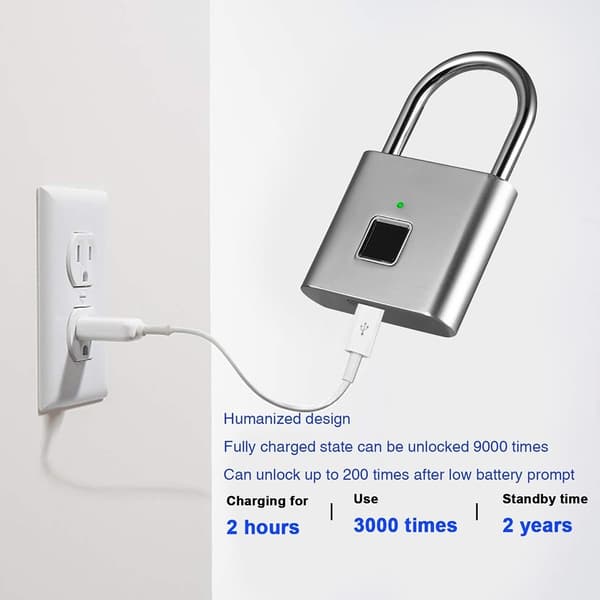 Hänglås Smart Fingeravtryck Skåp Fingeravtryckslås Lås Silver