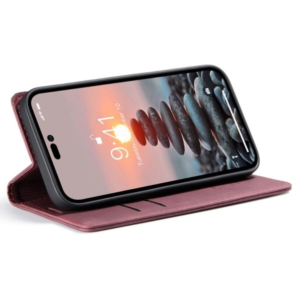 CASEME Retro lompakkokotelo iPhone 14 Prolle - Punainen Red