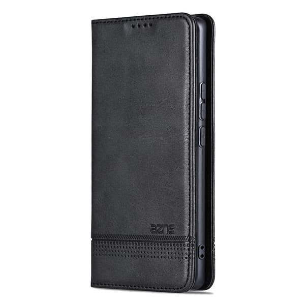 AZNS For Honor Magic7 Pro 5G Case Cowhide Texture PU Leather Wallet Phone Cover Black