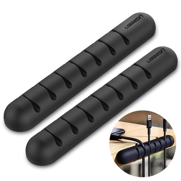 2 stk 7 spor selvklebende kabelhåndtering Organiser kablene Ledningsholder Black