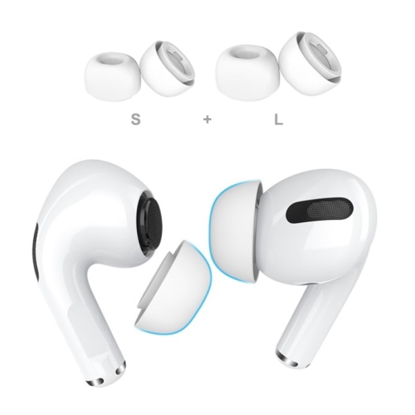 2 par hörlursspetsar för Apple AirPods Pro 2, storlek: S+L Vit