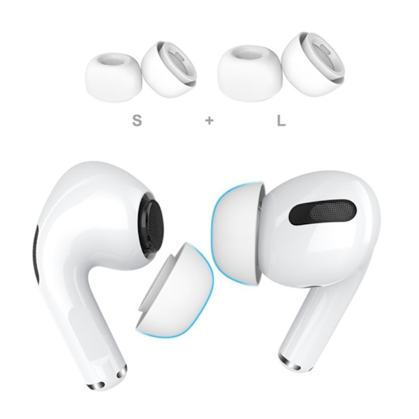 2 par øretelefonspidser til Apple AirPods Pro 2, størrelse: S+L White