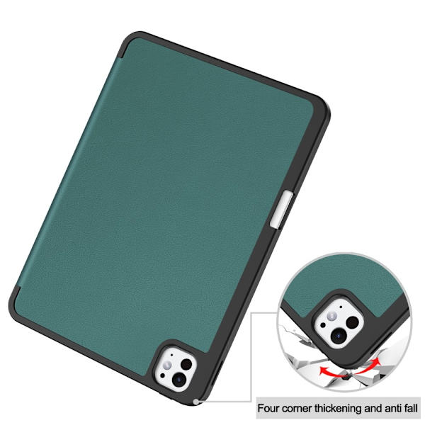 Till iPad Pro 11 (2024) Slim fit tri-fold fodral Pennfack - Grön Grön