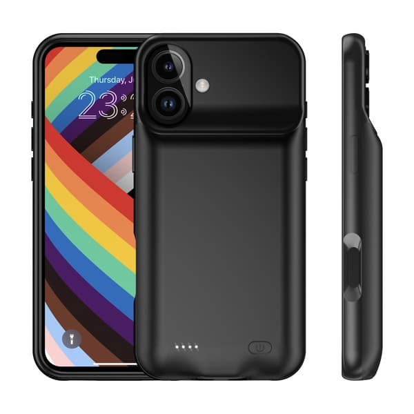 Laderetui med 7000 mAh oppladbart batteri for iPhone 16 Plus Transparent