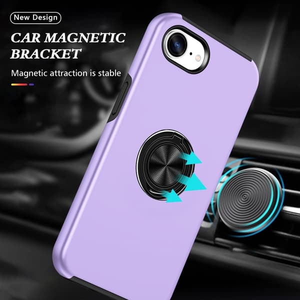 Till iPhone 17e / 16e Hybrid skal med Finger Ring - Lila Lila