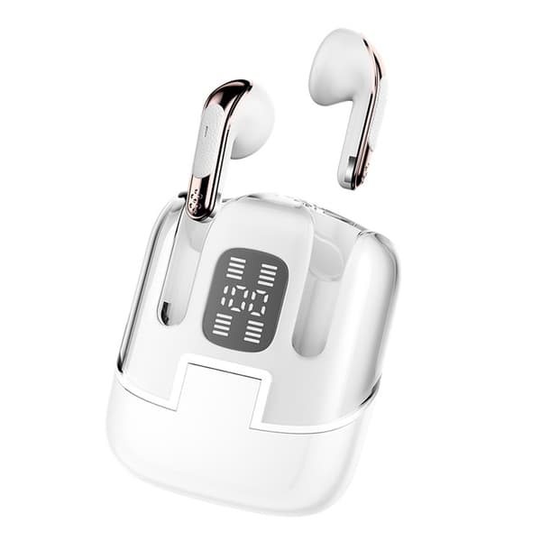 2 par trådlösa hörlurar Bluetooth 5.4 in-ear sporthörlurar LED stereo - Vit Vit