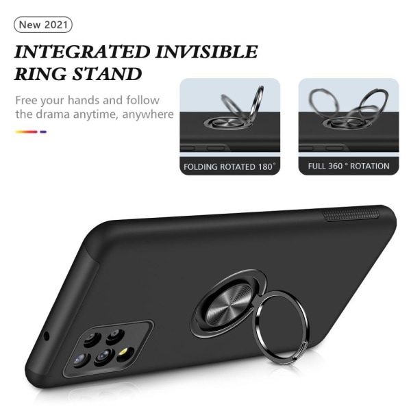 Samsung Galaxy A42 5G Finger Ring Kickstand Hybrid Cover Black