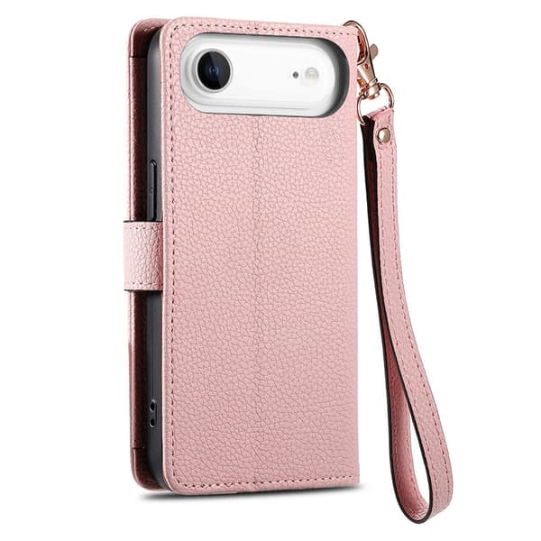 For iPhone Air Skal RFID-blockering Dragkedjeficka Plånboksfodral med Rem - Rosa Rosa