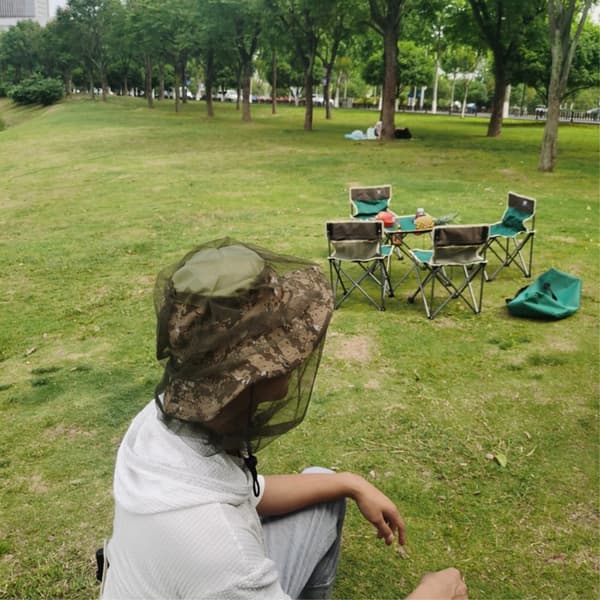 Camouflage bøttehat Kasket med myggenet campingfiskeri - Grøn Green