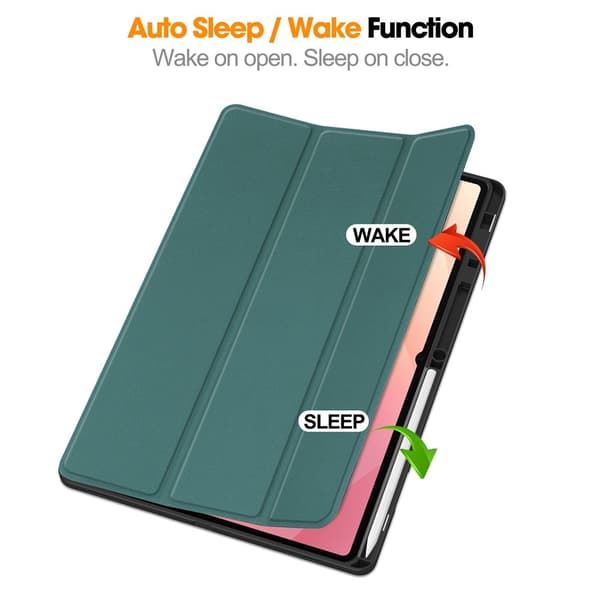 Til Samsung Galaxy Tab S12 Ultra Tri-Fold nettbrettdeksel med pennholder Green