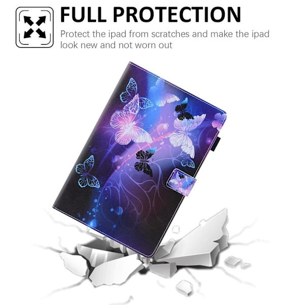 Apple iPad 10.9 2022 Vikbart fodral korthållare - Lila Fjäril Lila