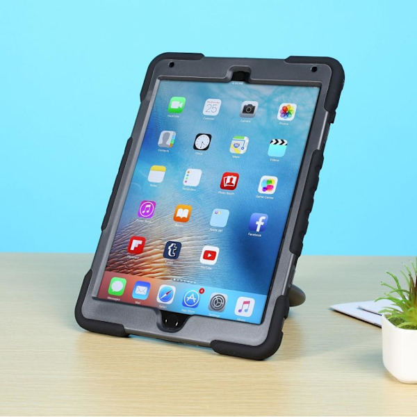 PEPKOO iPad 9.7 (2017/2018) / iPad Air Extreme Armor - Svart 360 graders svängbart stativ Svart