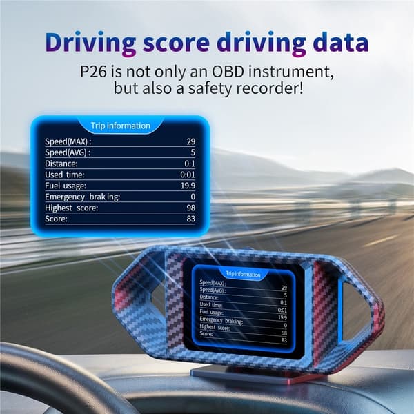 Speedometer med Head-Up Display (HUD), LCD, OBD og GPS – turtall, drivstofforbruk og stigning Blue