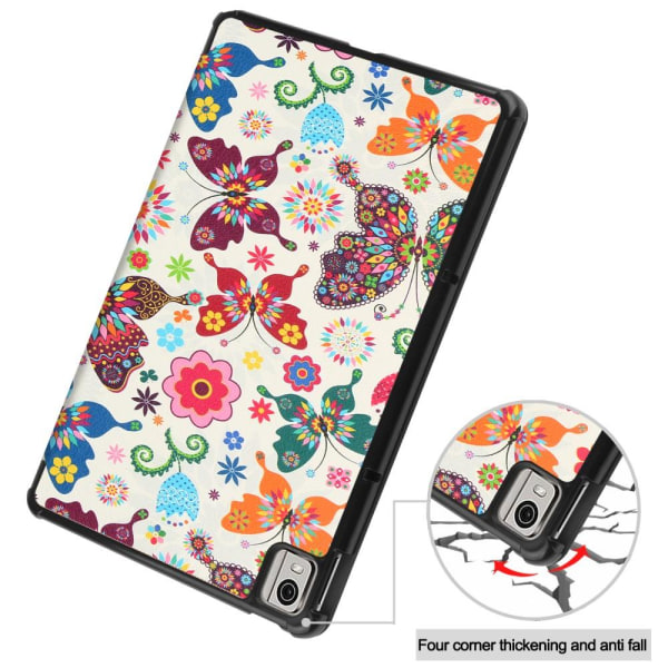 Nokia T21 Trifold Stativ Sleep/Wake Tablettdeksel - Sommerfugler Multicolor