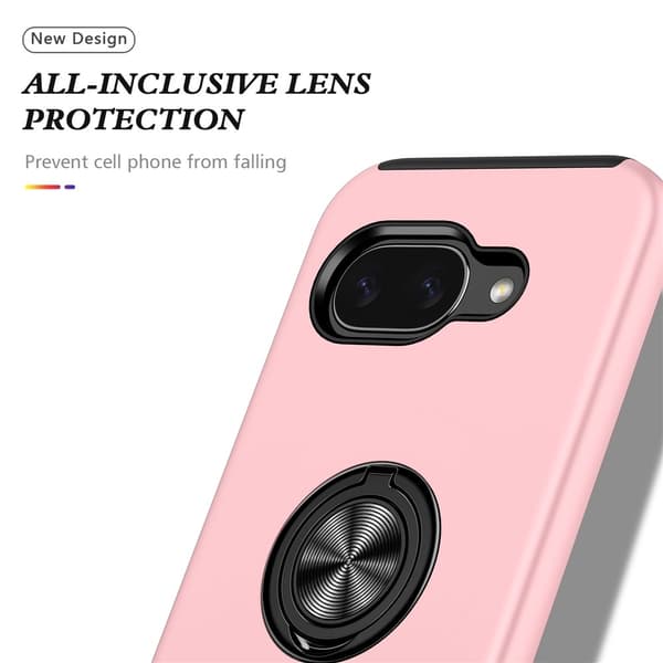 Til Pixel 10a Deksel Hybriddeksel med Finger Ring Pink