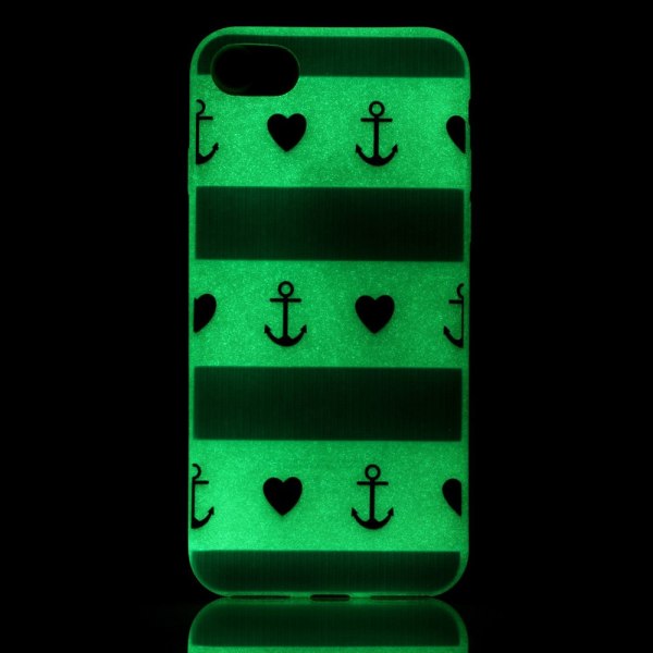 iPhone 7 / iPhone 8 Skal Glow in the dark - Anchor Heart Stripe Lila