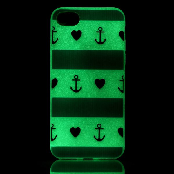 iPhone 7 / iPhone 8 Skal Glow in the dark - Anchor Heart Stripe Purple