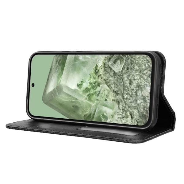 Til Google Pixel 8a Stand Phone Case Fuld Protection Pung Cover - Sort Black