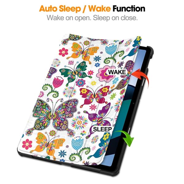 Xiaomi Redmi Pad SE Stativ Slim Fit Deksel Sleep / Wake - Sommerfugler Multicolor