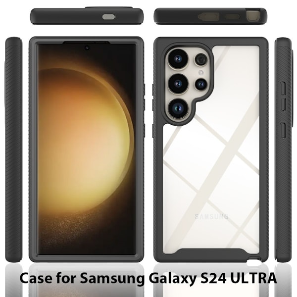 Til Samsung Galaxy S24 Ultra Case PC+TPU Støddæmpende Mobiltelefon Bagside Black