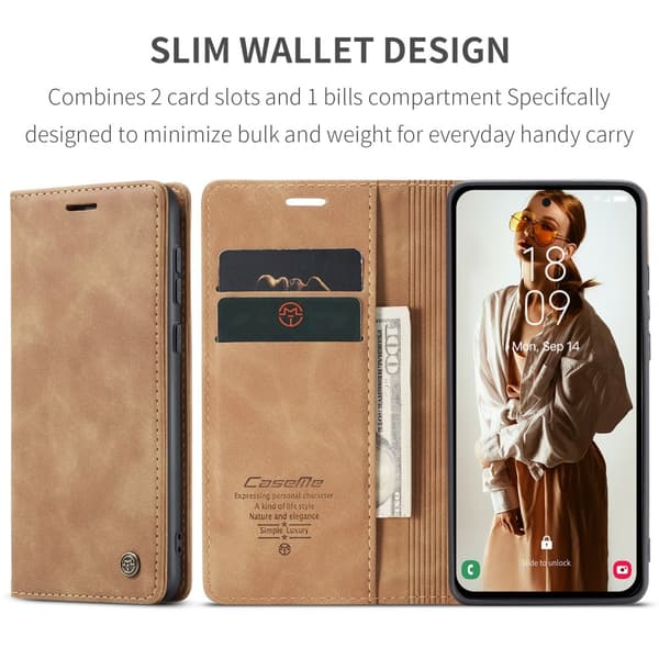 CASEME Retro Pung Taske til Samsung Galaxy A35 Brown